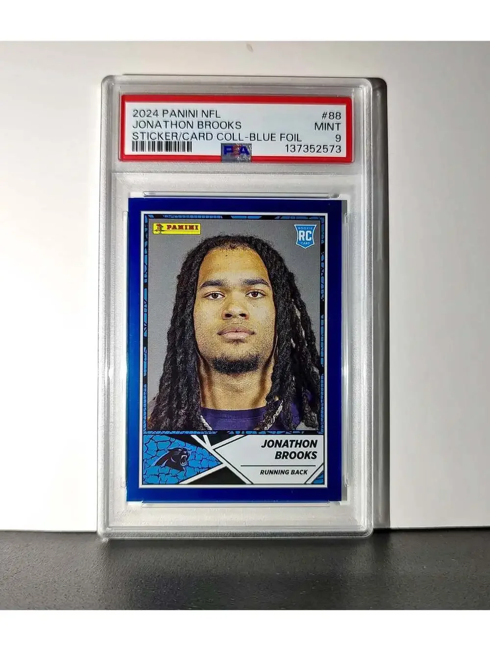 Jonathan Brooks Rookie 2024 Panini Sticker Collection 6/349 #88 Blue Foil PSA 9